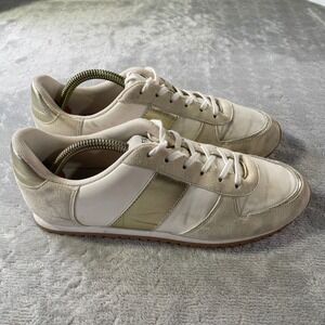 J Crew Trainers Sneakers Womens 9 Cream‎ Gold Metallic Suede Leather Comfort